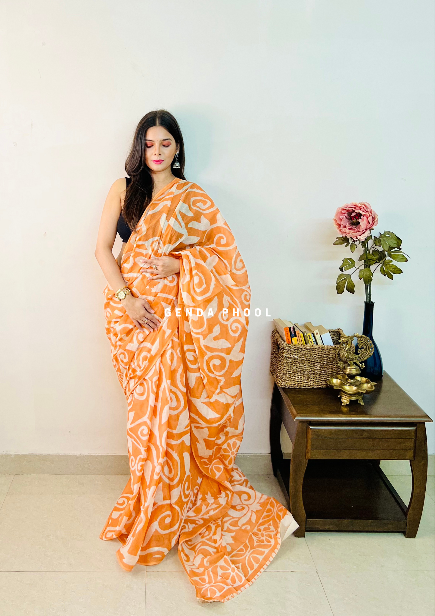 Leaf Print Cotton Saree