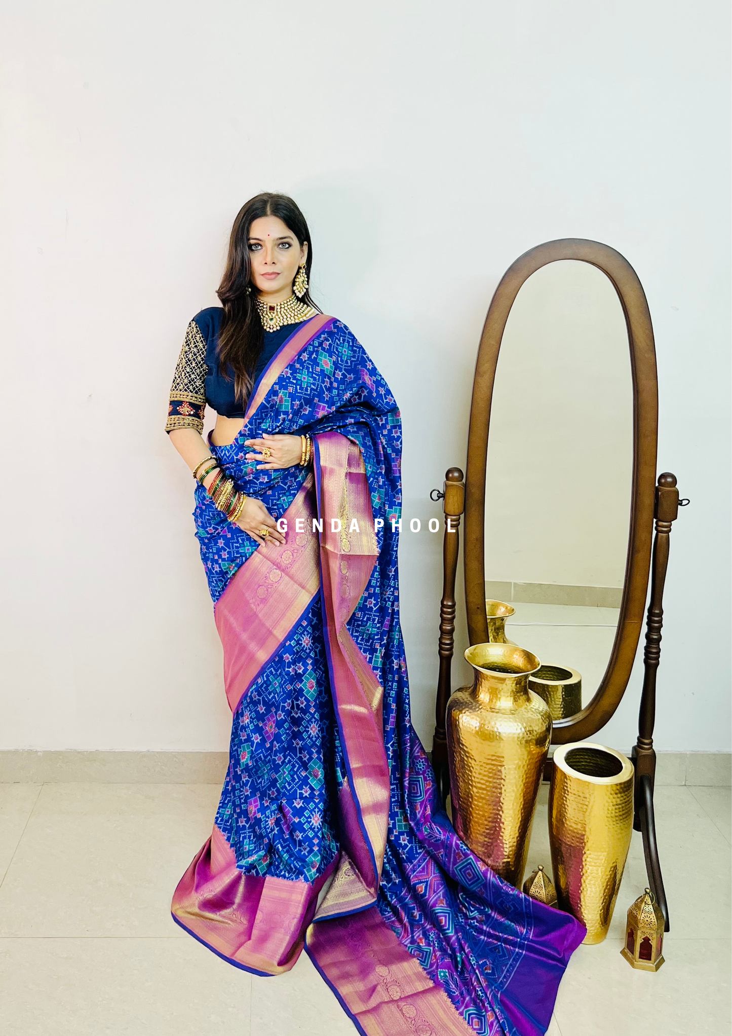 Patola Ikat Silk Saree with Zari Border