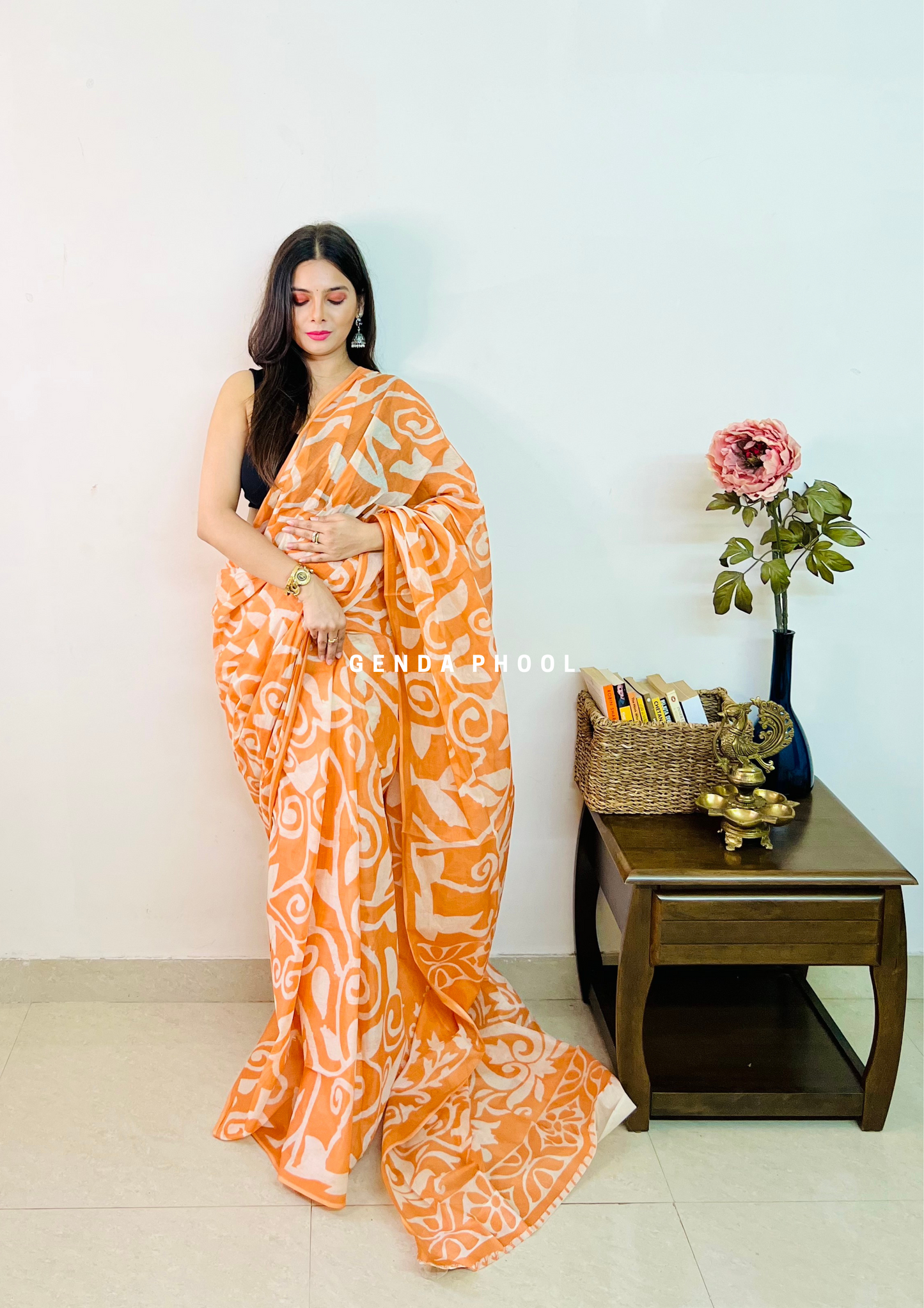 Leaf Print Cotton Saree