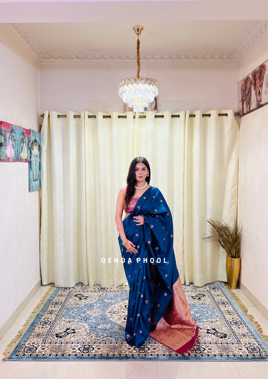 Tussar Silk Saree with Grand Zari Pallu and Thread butis