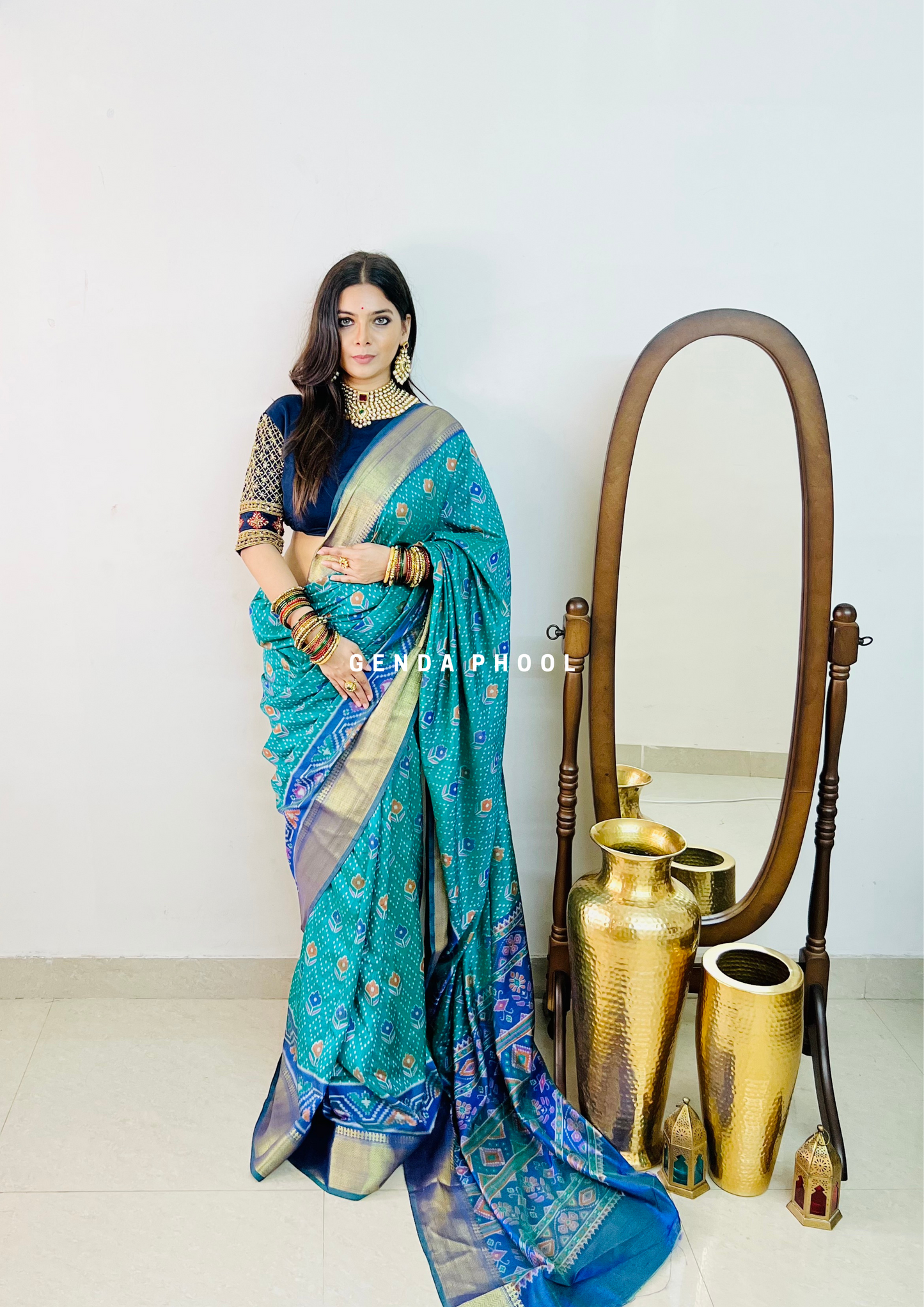 Patola Ikat Silk Saree with Zari Border