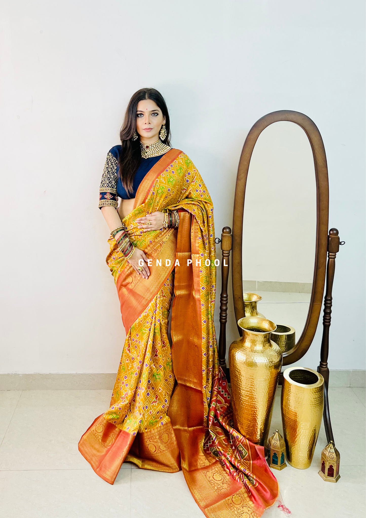 Patola Ikat Silk Saree with Zari Border