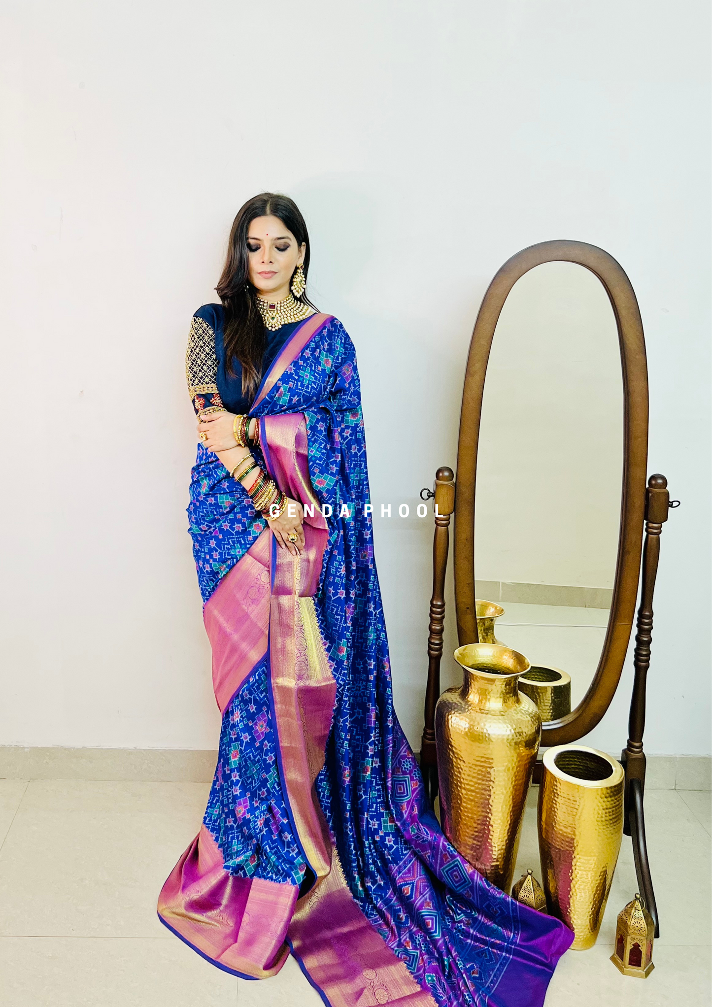 Patola Ikat Silk Saree with Zari Border