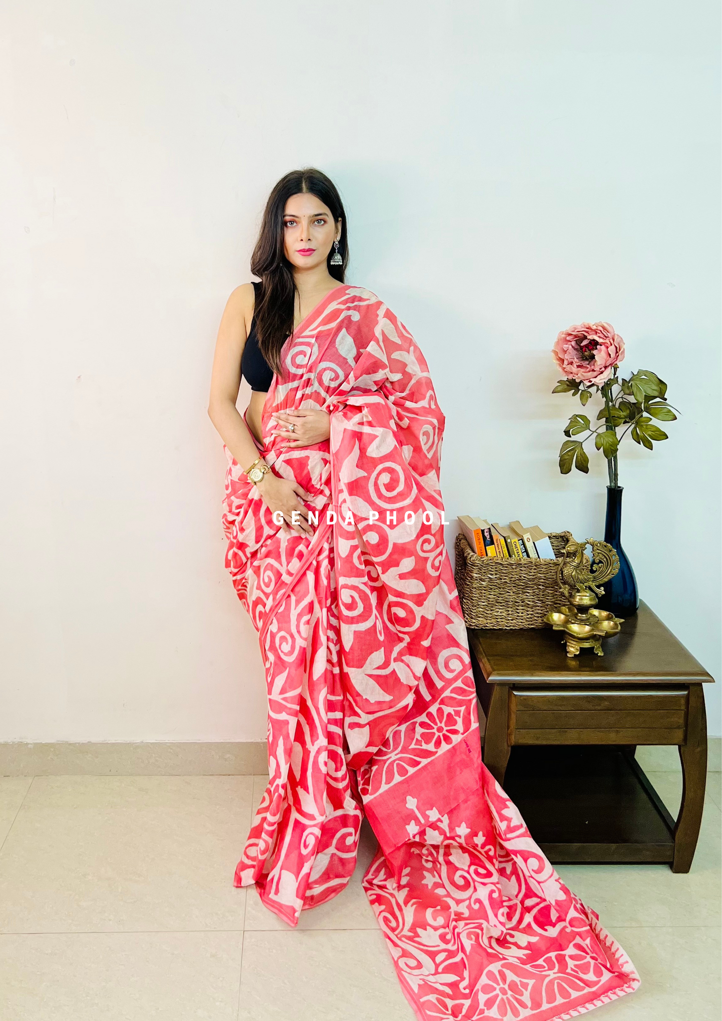 Leaf Print Cotton Saree