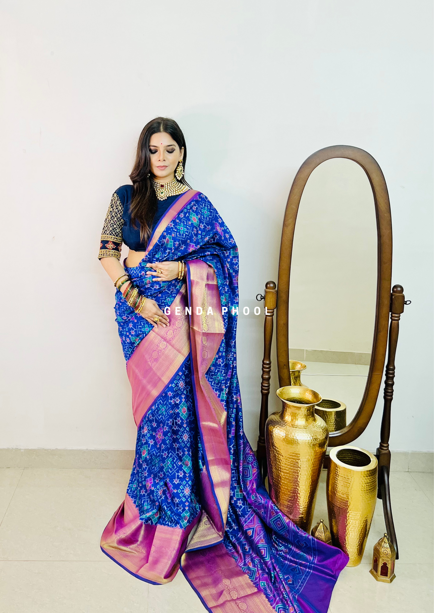 Patola Ikat Silk Saree with Zari Border