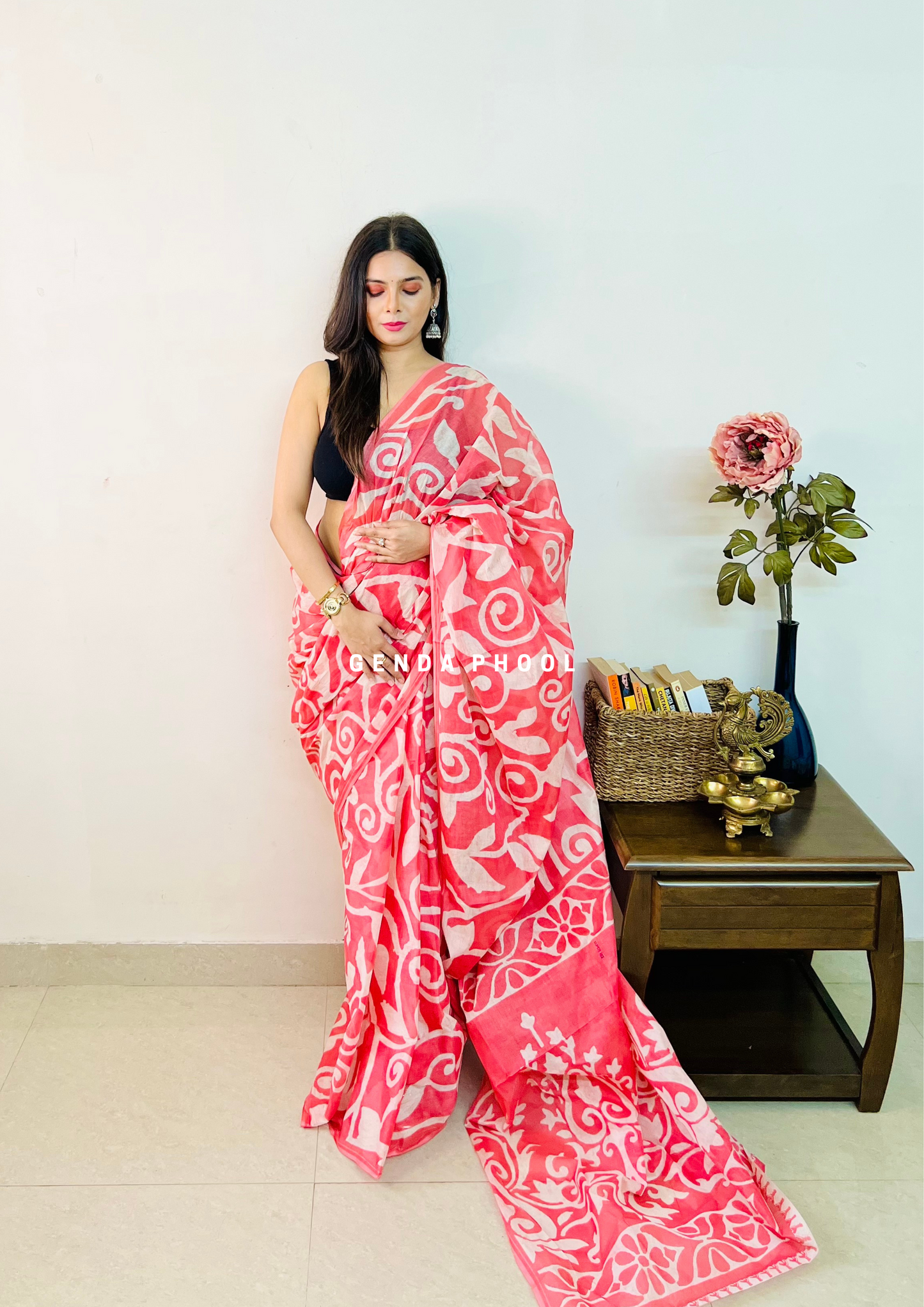 Leaf Print Cotton Saree