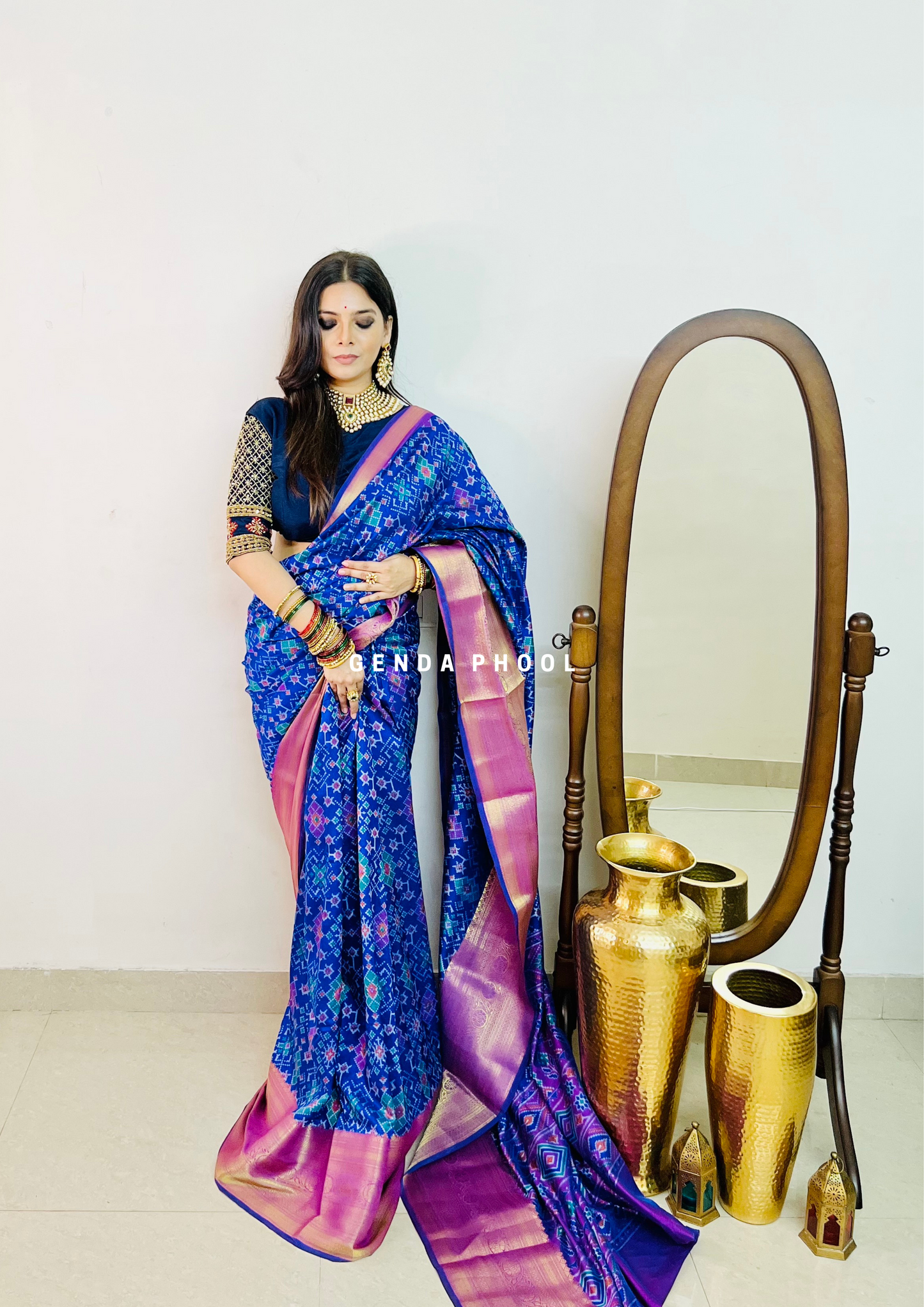 Patola Ikat Silk Saree with Zari Border