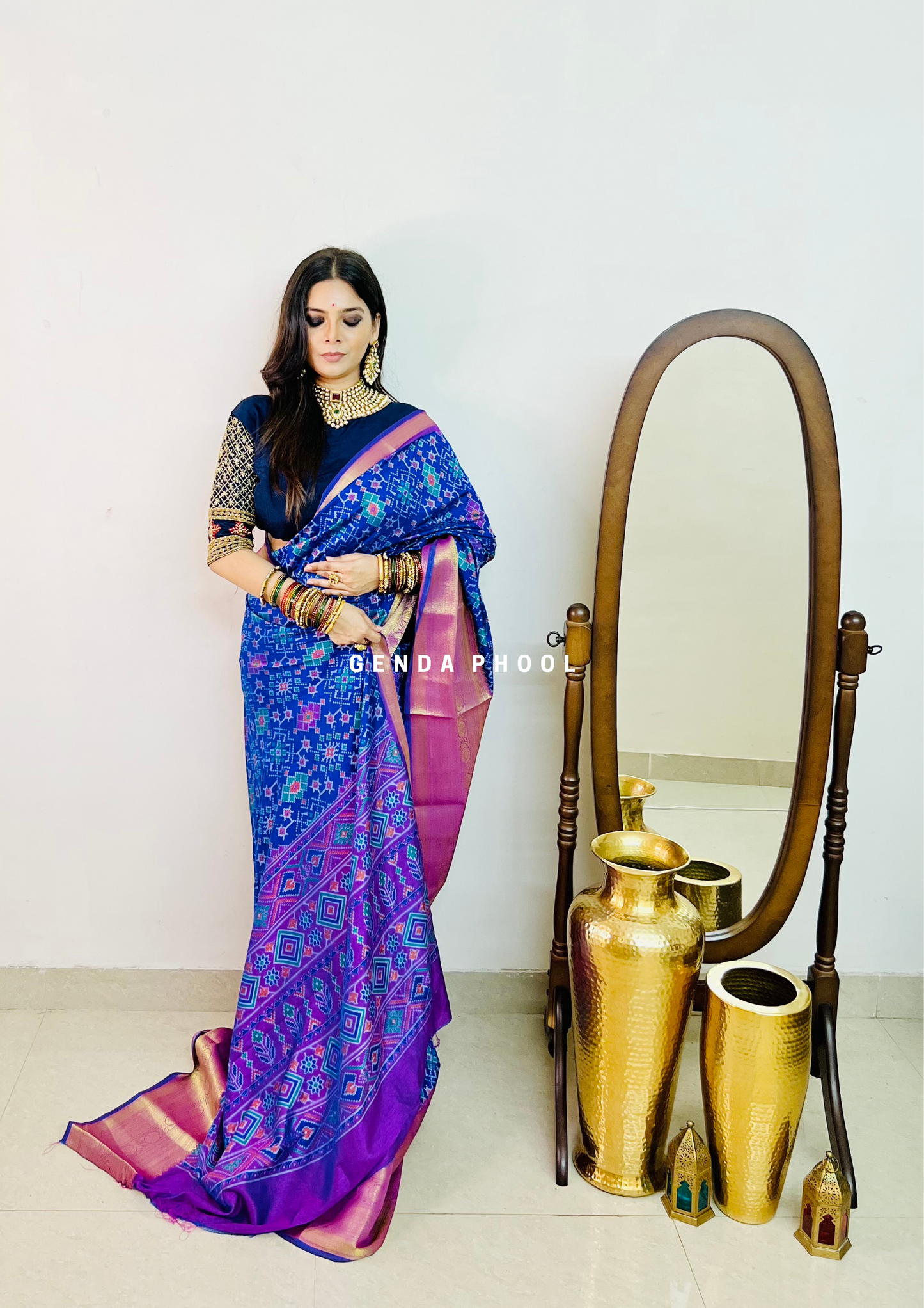 Patola Ikat Silk Saree with Zari Border