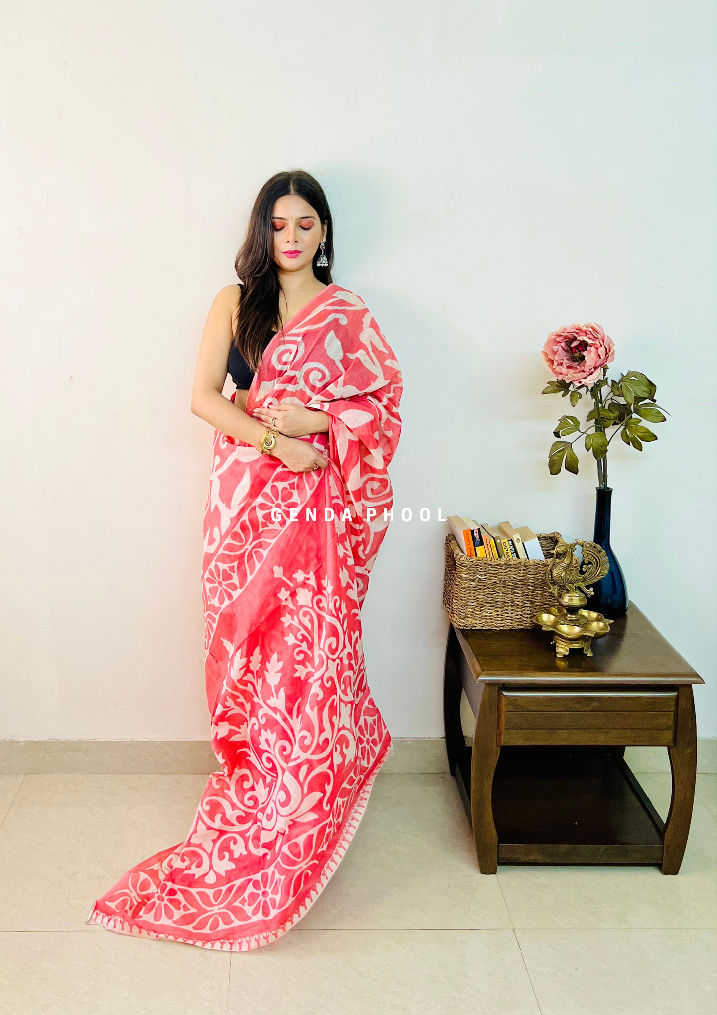 Leaf Print Cotton Saree