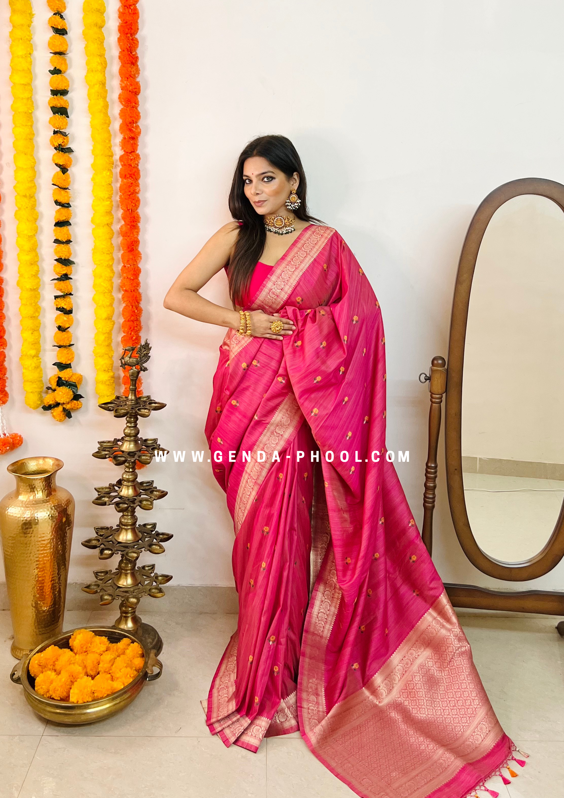 Bhagalpur Pure Handloom Tussar Silk Saree With Hand-Block Print Design