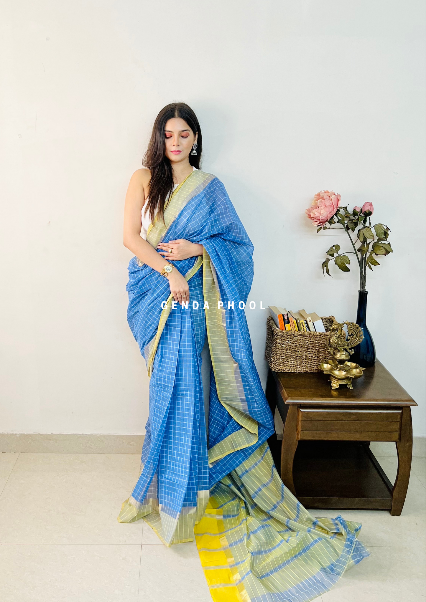 Handloom Kanchi Cotton Zari Border Saree