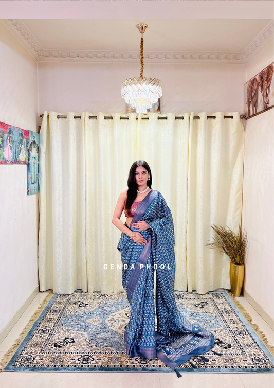 Pastel Tussar Silk Saree with Zari Border