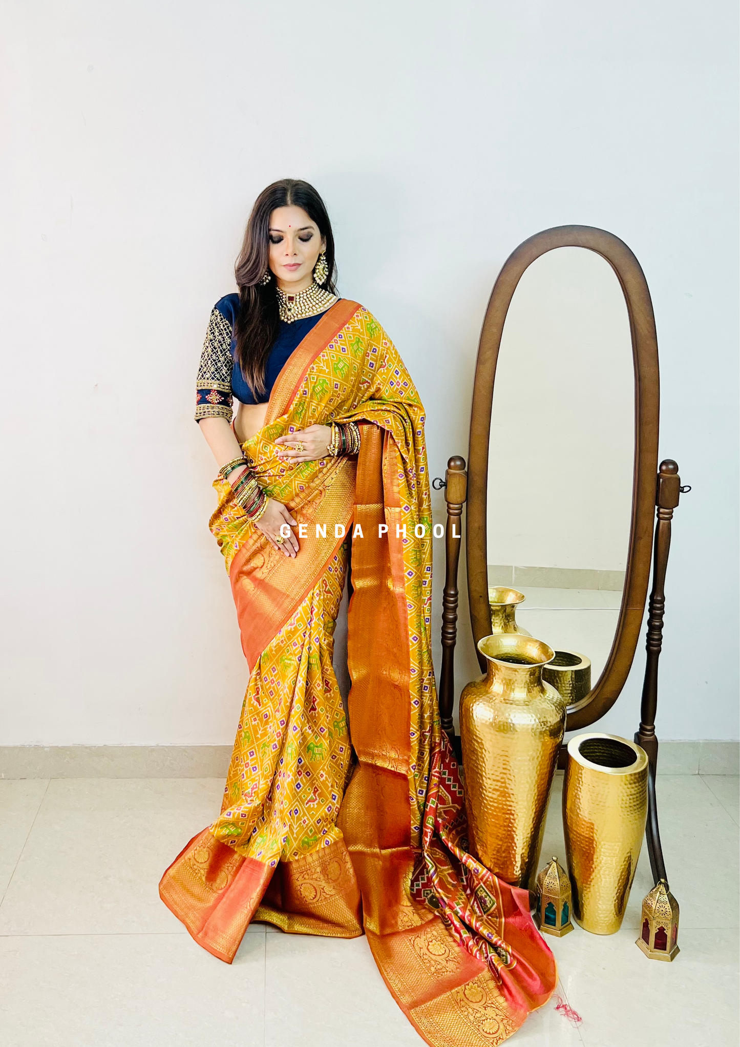 Patola Ikat Silk Saree with Zari Border