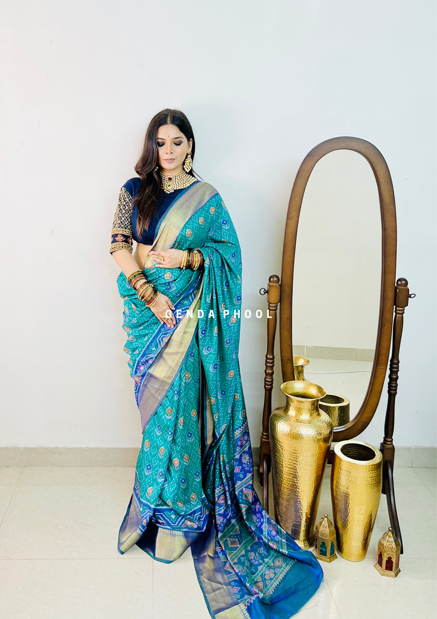 Patola Ikat Silk Saree with Zari Border