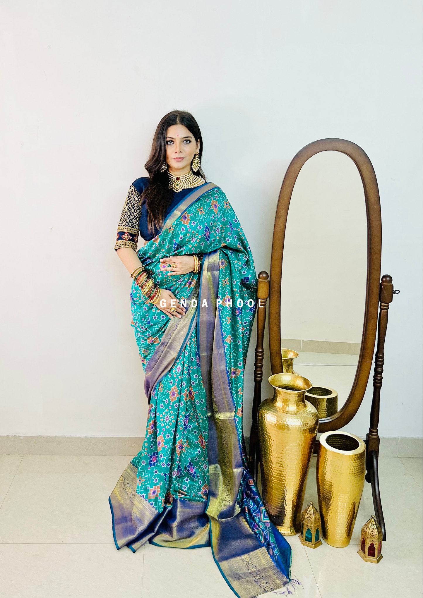 Patola Ikat Silk Saree with Zari Border