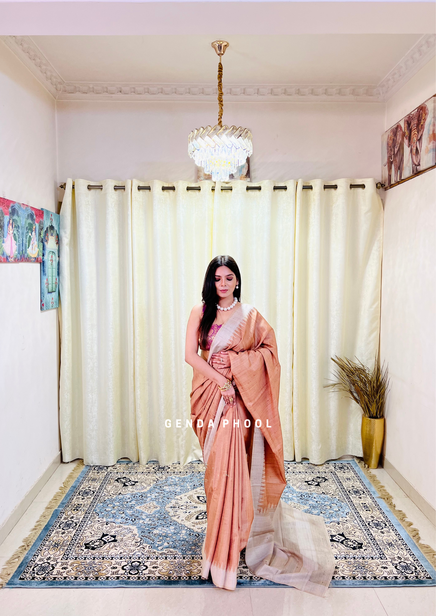 Temple Border Tussar Silk Saree