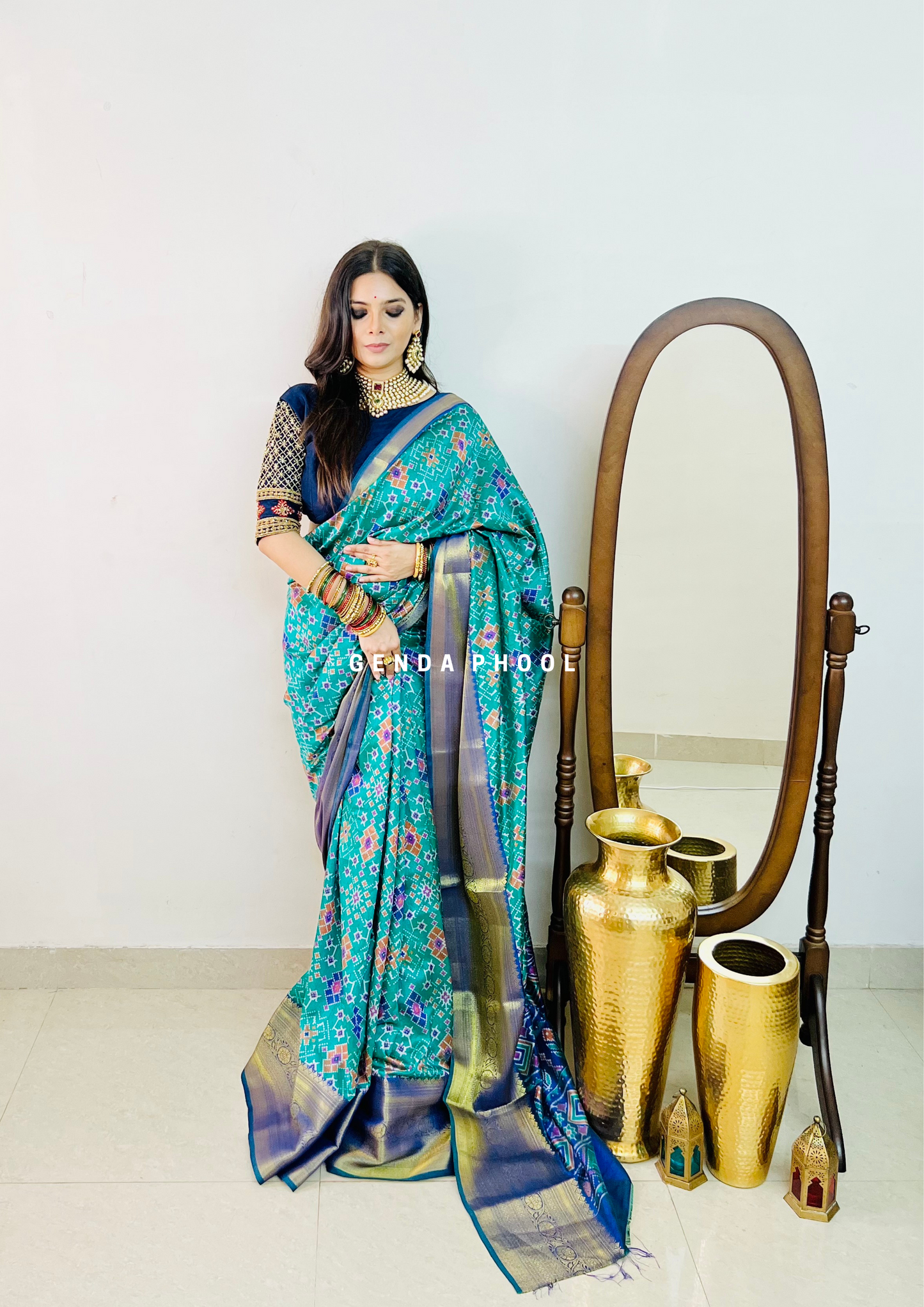 Patola Ikat Silk Saree with Zari Border