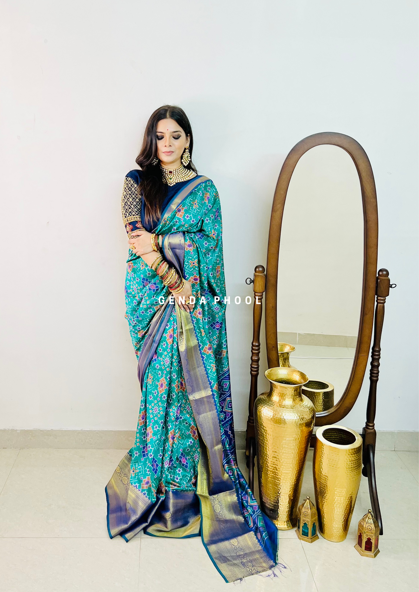 Patola Ikat Silk Saree with Zari Border