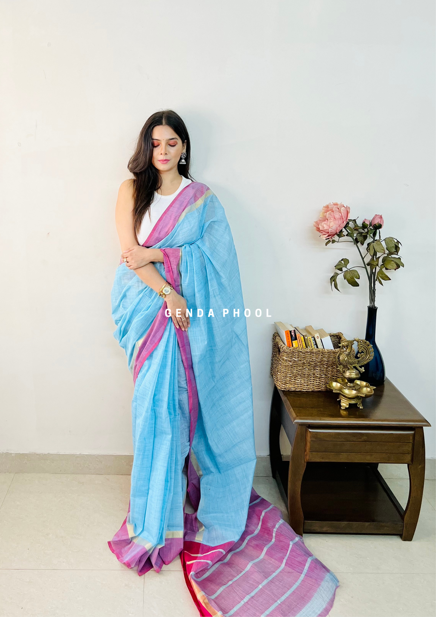 Handloom Kanchi Cotton Zari Border Saree