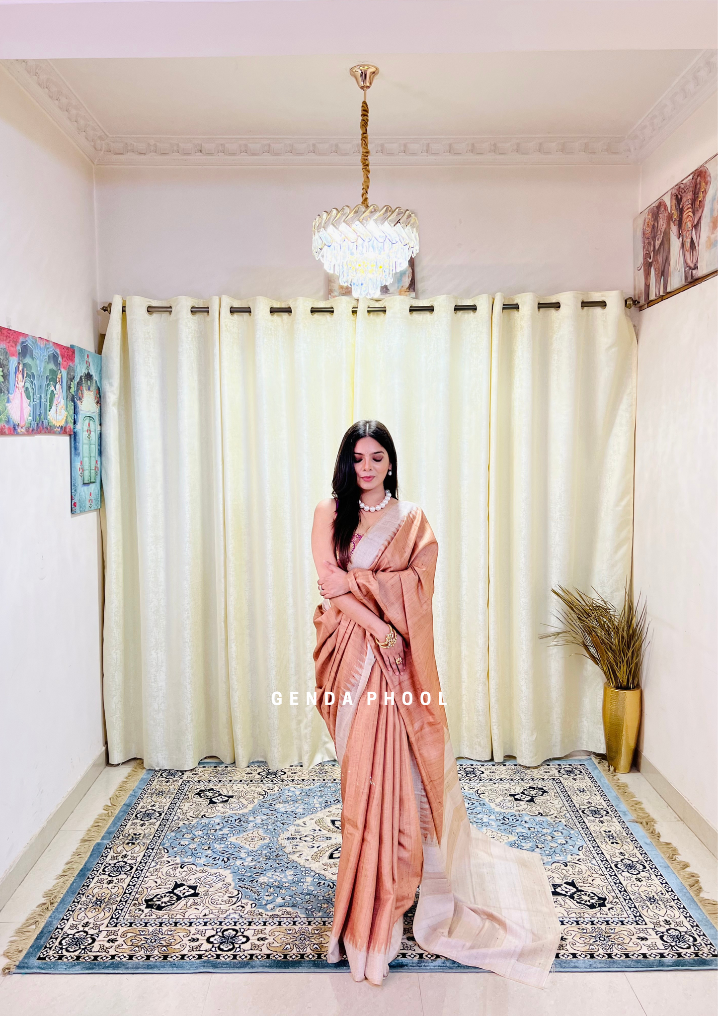 Temple Border Tussar Silk Saree