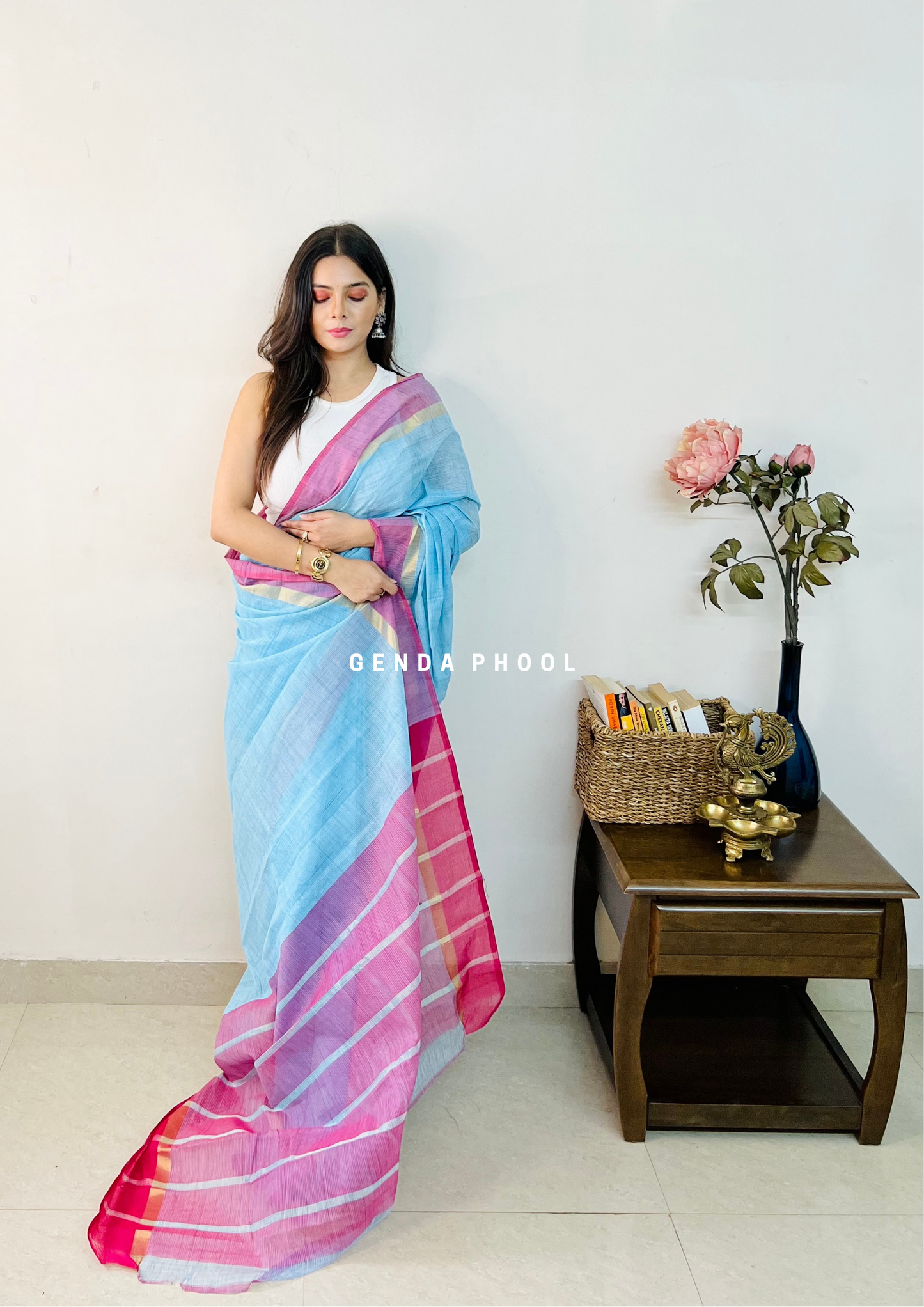 Handloom Kanchi Cotton Zari Border Saree