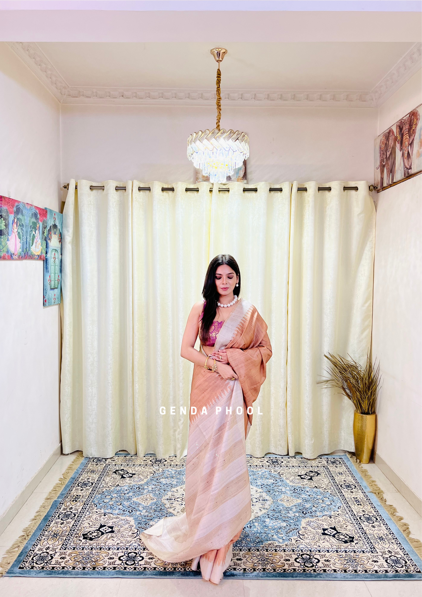 Temple Border Tussar Silk Saree