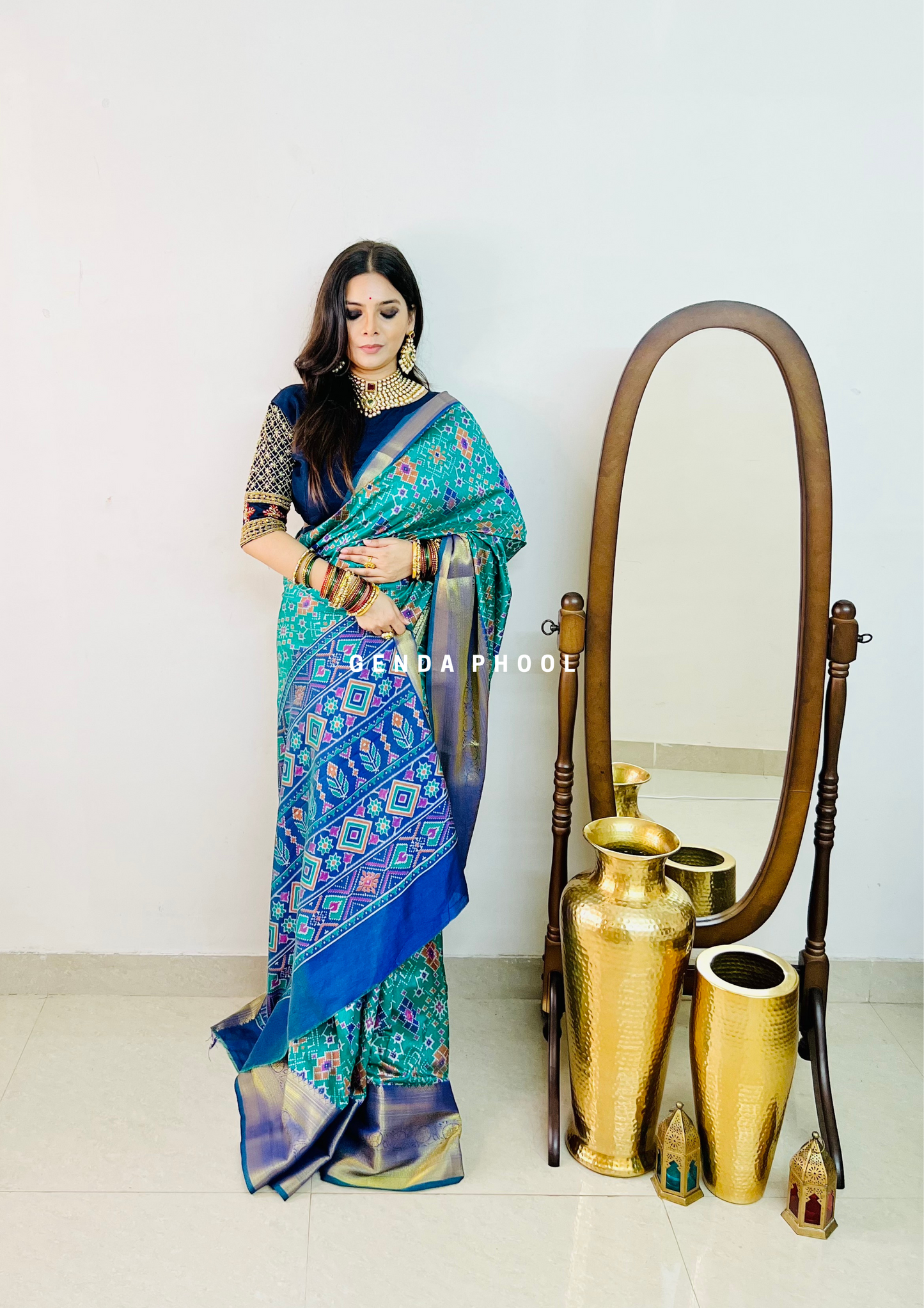 Patola Ikat Silk Saree with Zari Border