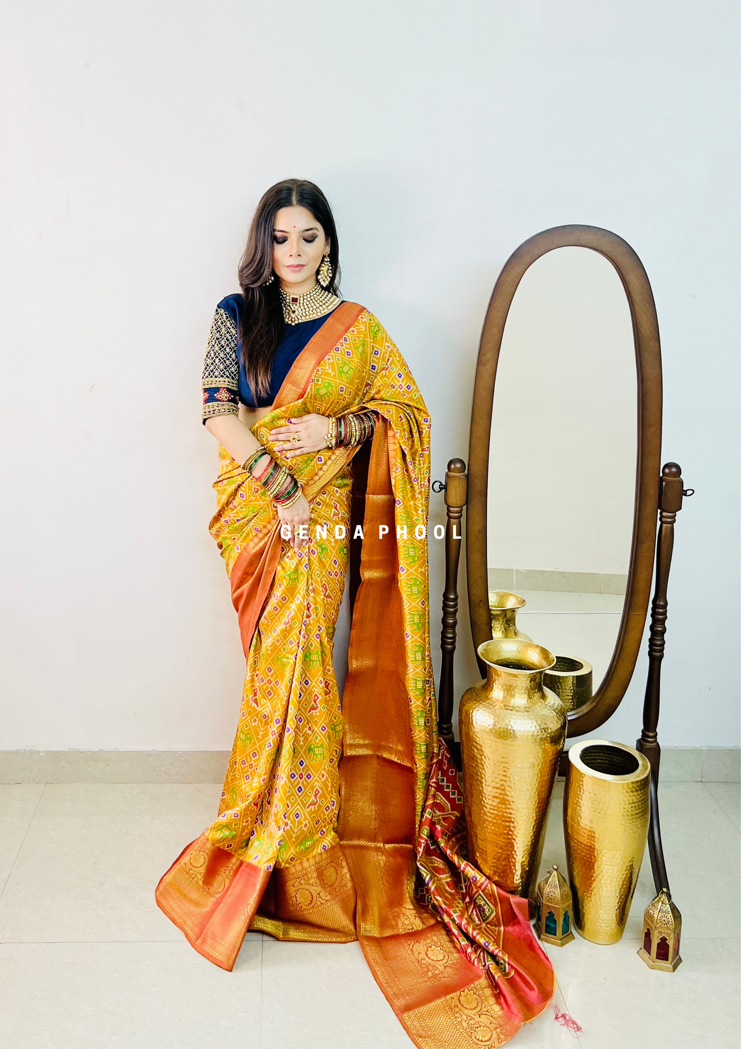 Patola Ikat Silk Saree with Zari Border