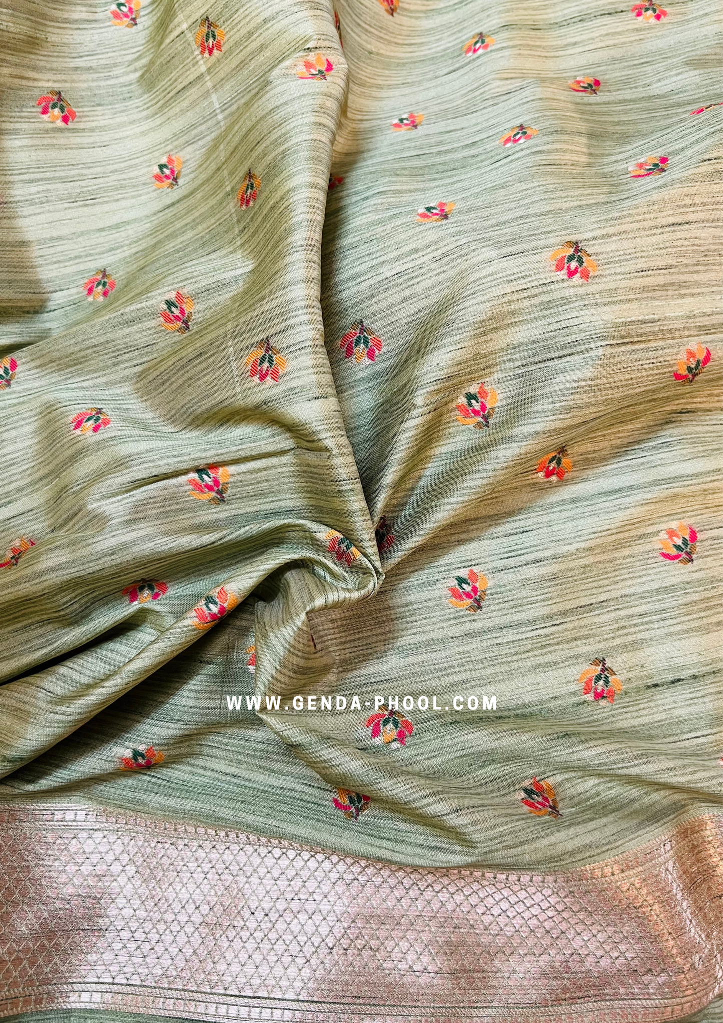 Tussar Silk Saree with Grand Zari Pallu and Thread butis