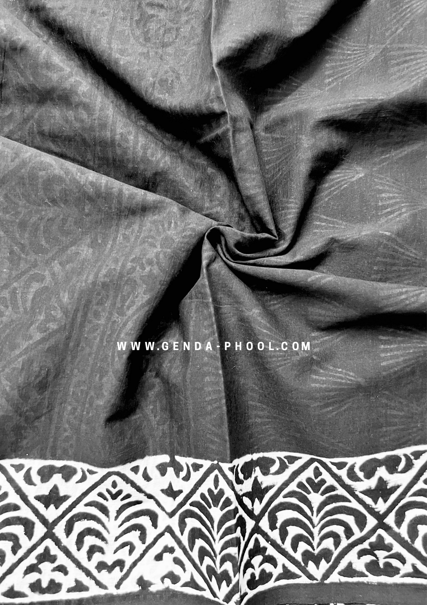 Dabu Handblock Printed Natural Dyed Mulmul Cotton Saree