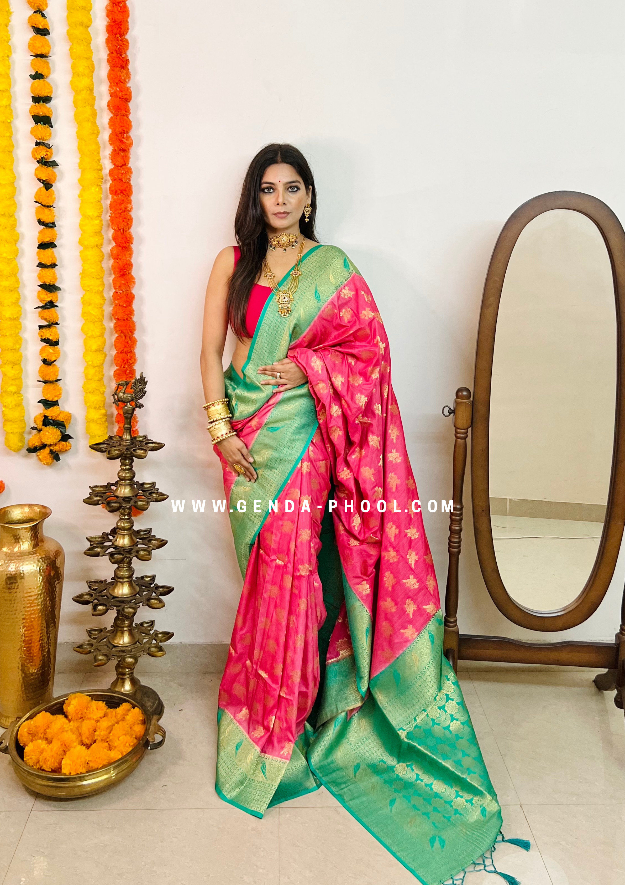 Pink Dola Silk Digital Printed Sarees – Shivansh Fab