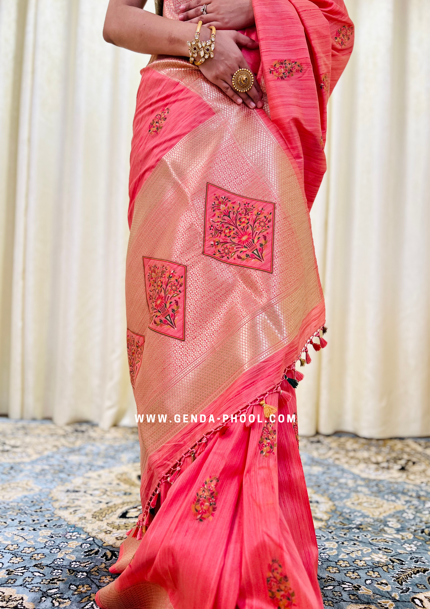 Tussar Silk Saree with Grand Zari Pallu and Thread butis