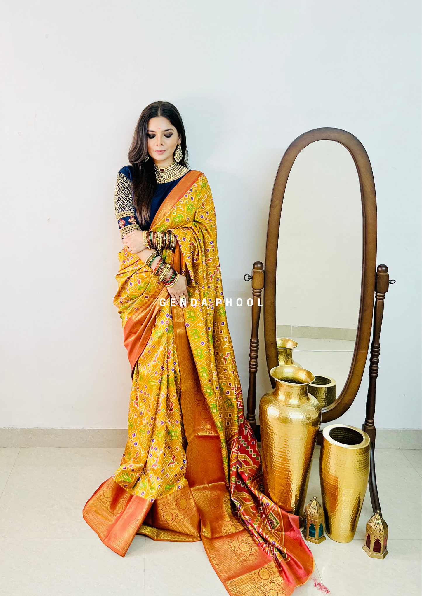 Patola Ikat Silk Saree with Zari Border