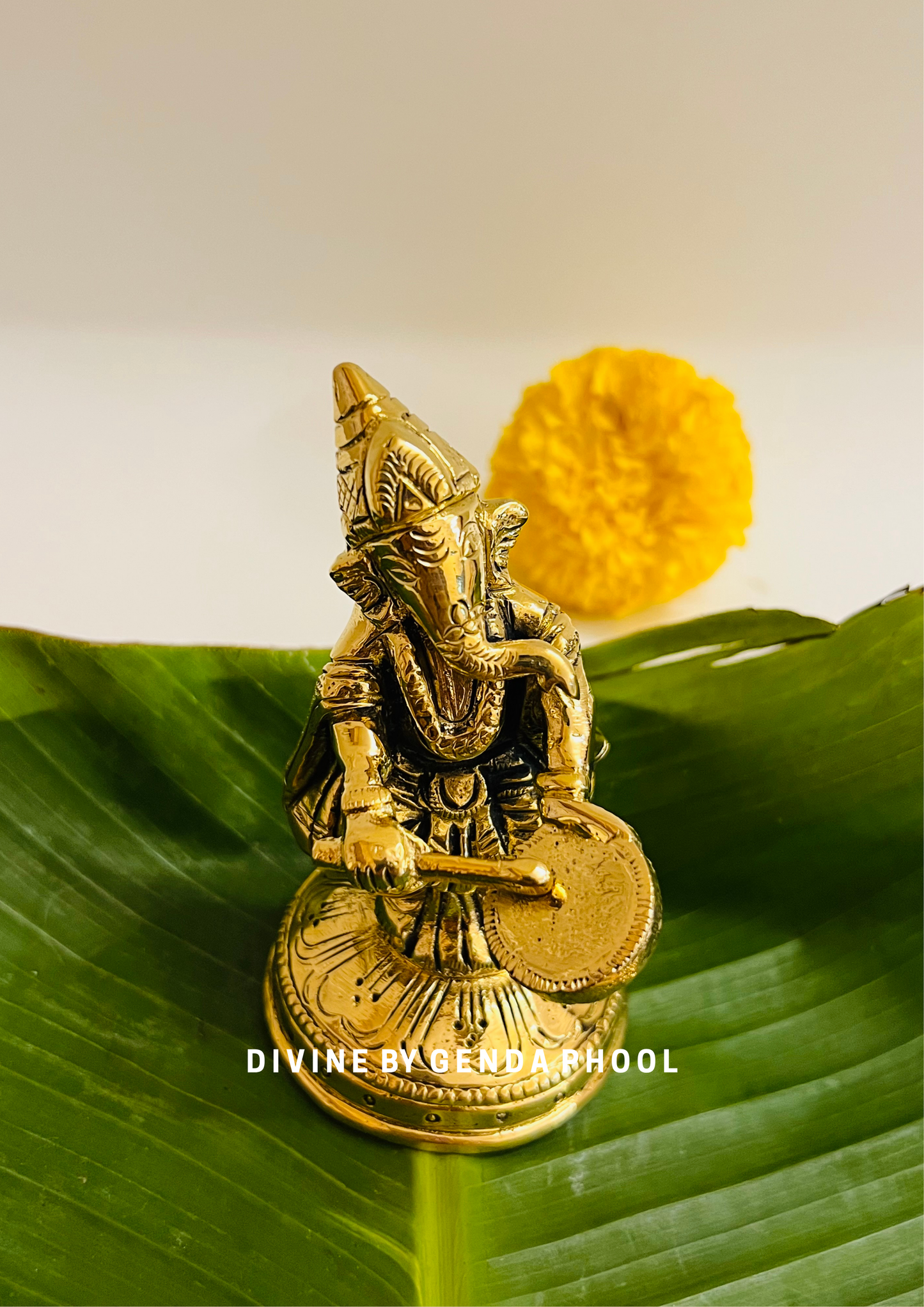 Handcrafted Antique Brass Musical Ganesha
