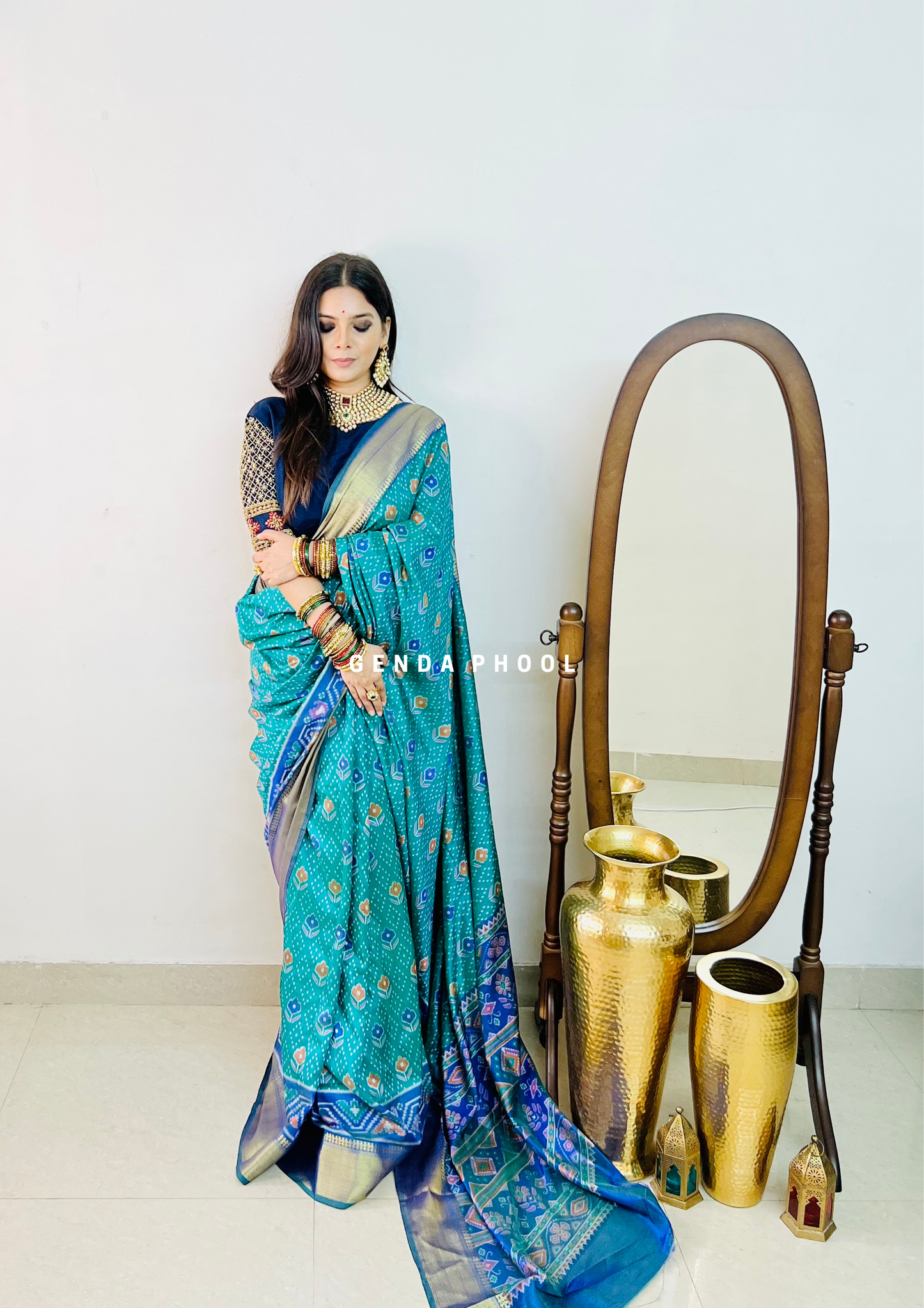 Patola Ikat Silk Saree with Zari Border