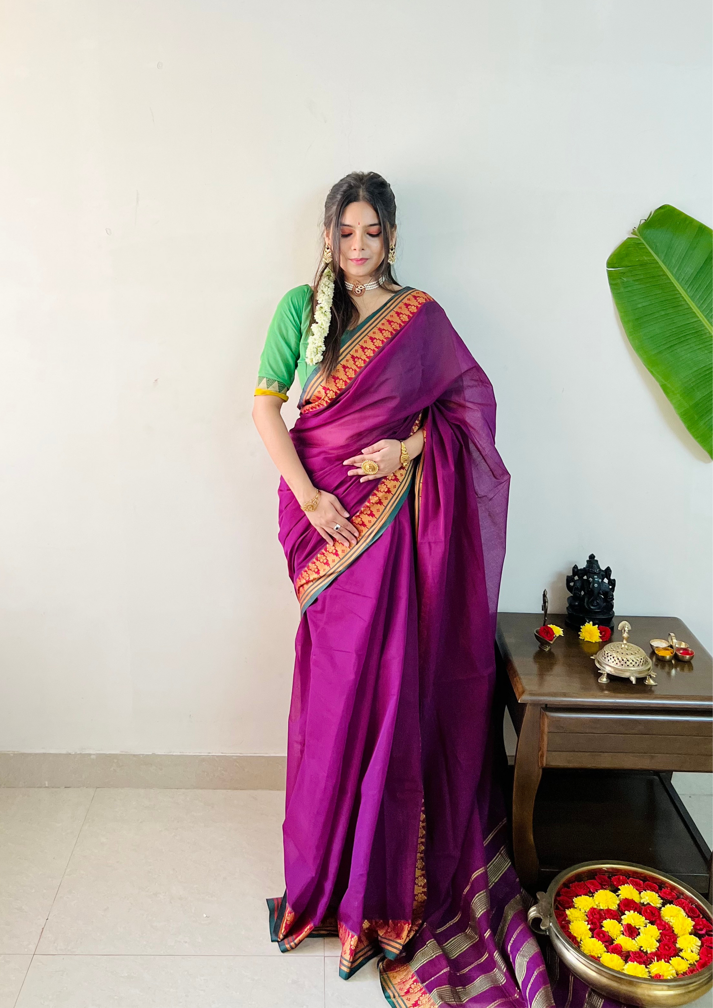 South Cotton Thread Border Saree