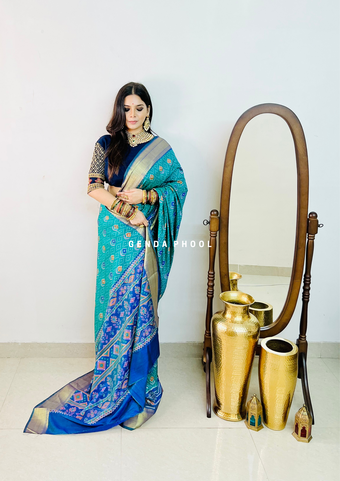 Patola Ikat Silk Saree with Zari Border