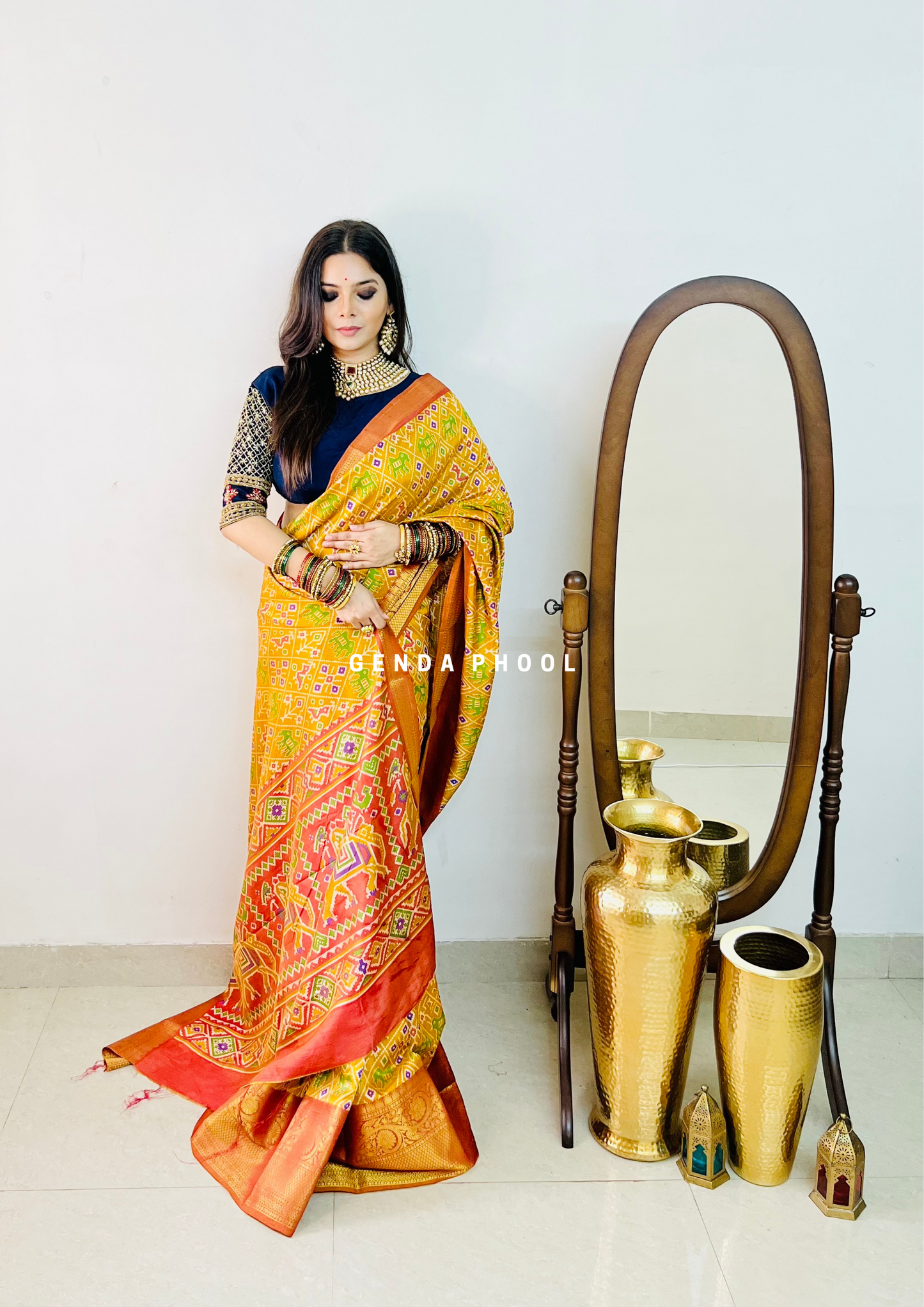 Patola Ikat Silk Saree with Zari Border