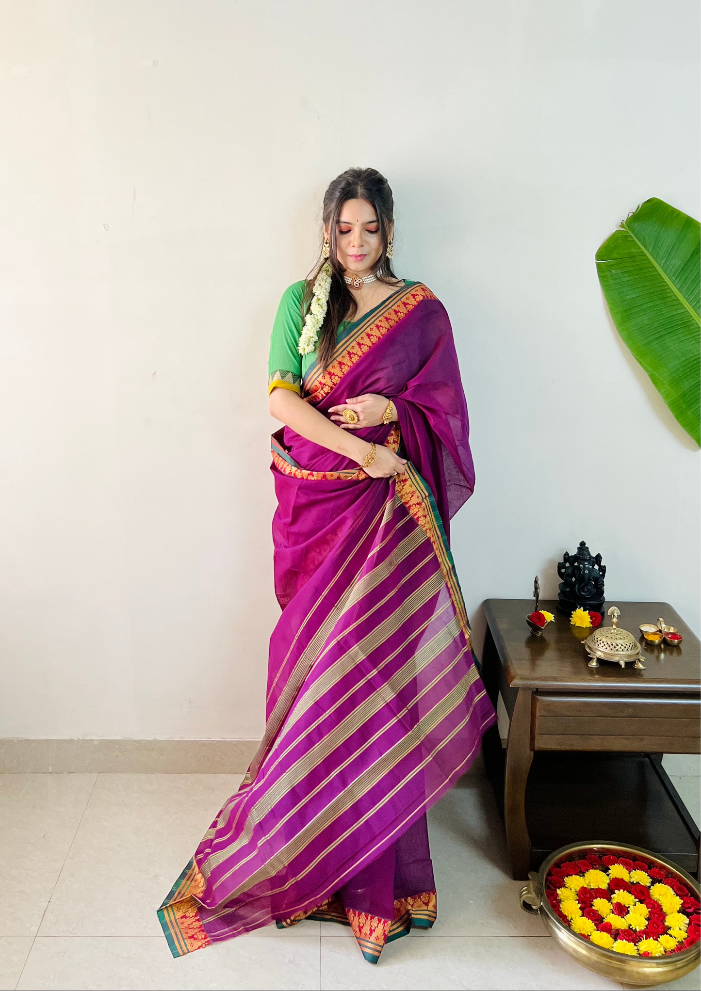 South Cotton Thread Border Saree