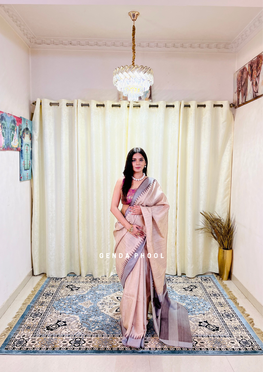 Temple Border Tussar Silk Saree