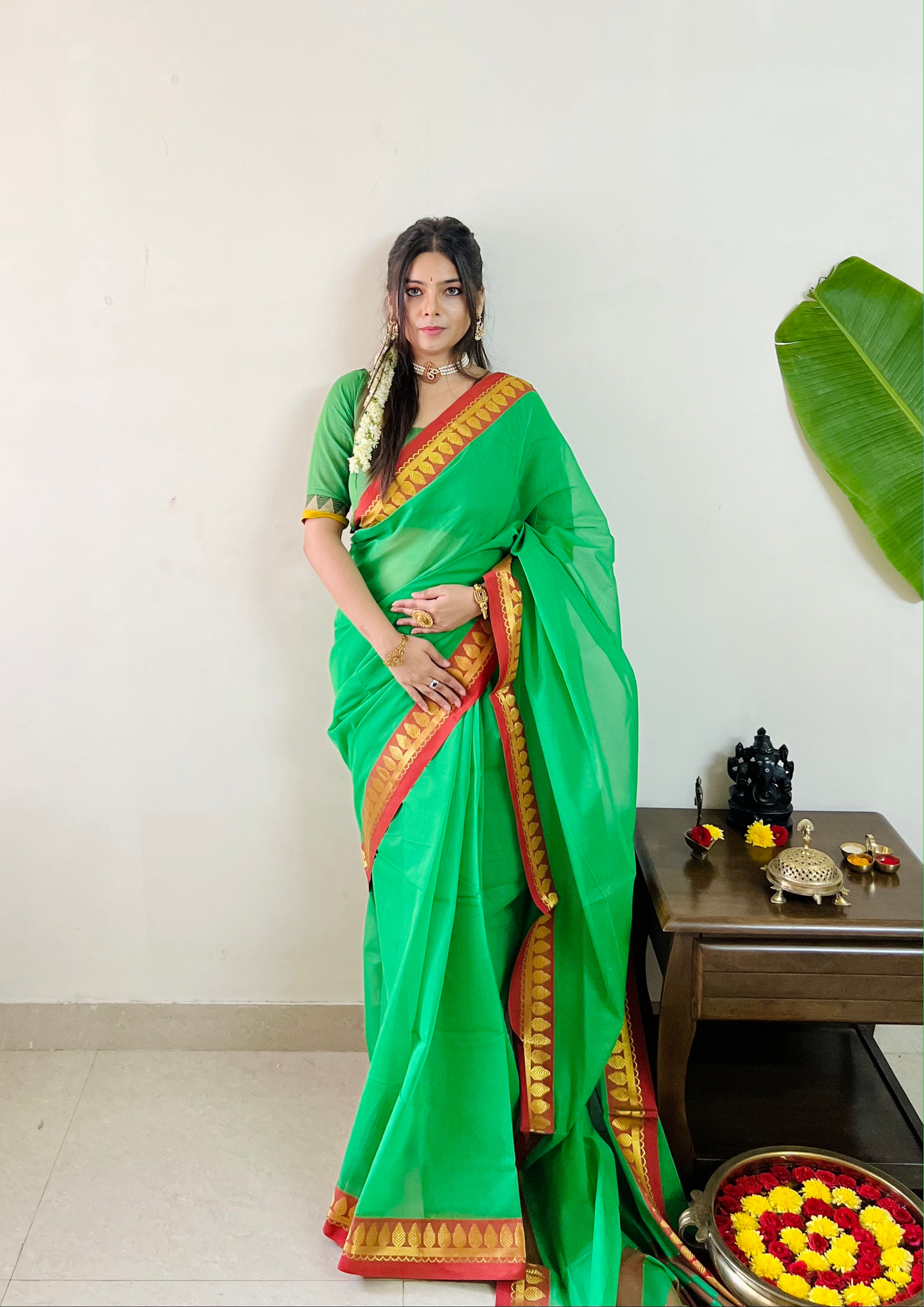 South Cotton Thread Border Saree