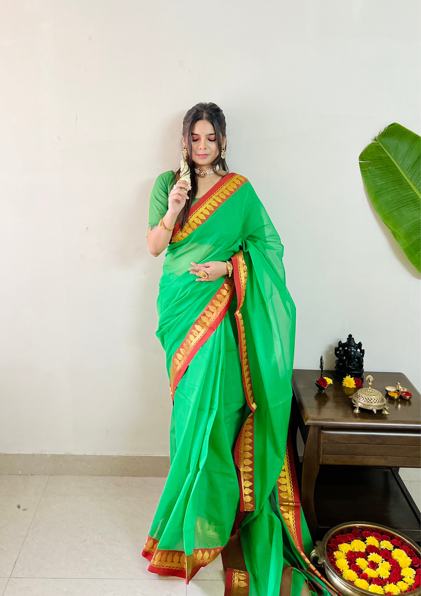 South Cotton Thread Border Saree