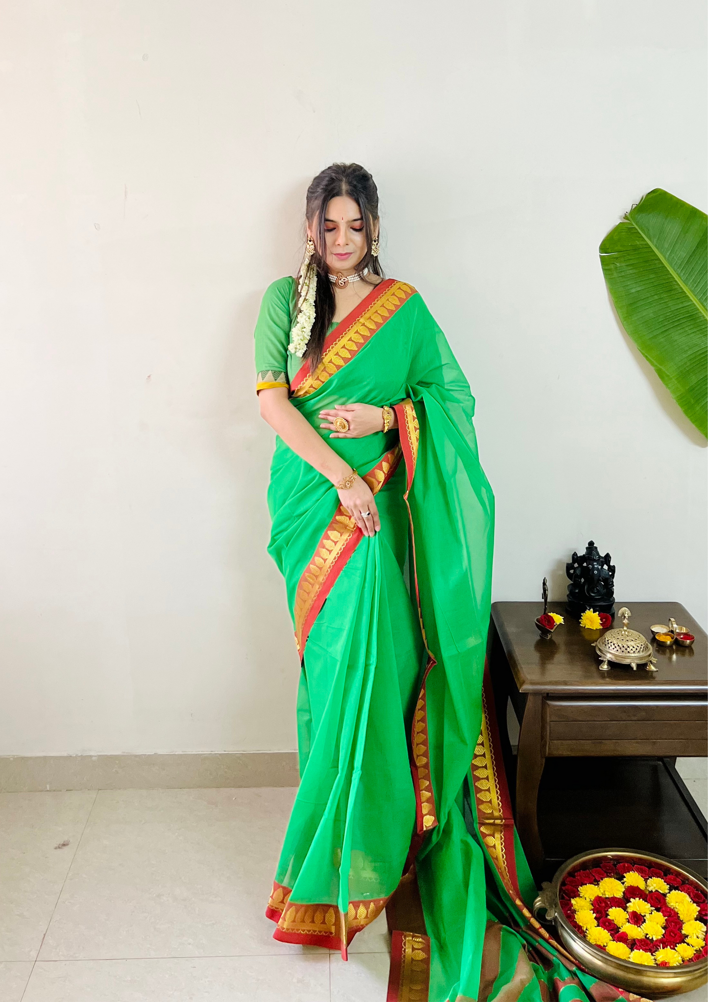 South Cotton Thread Border Saree