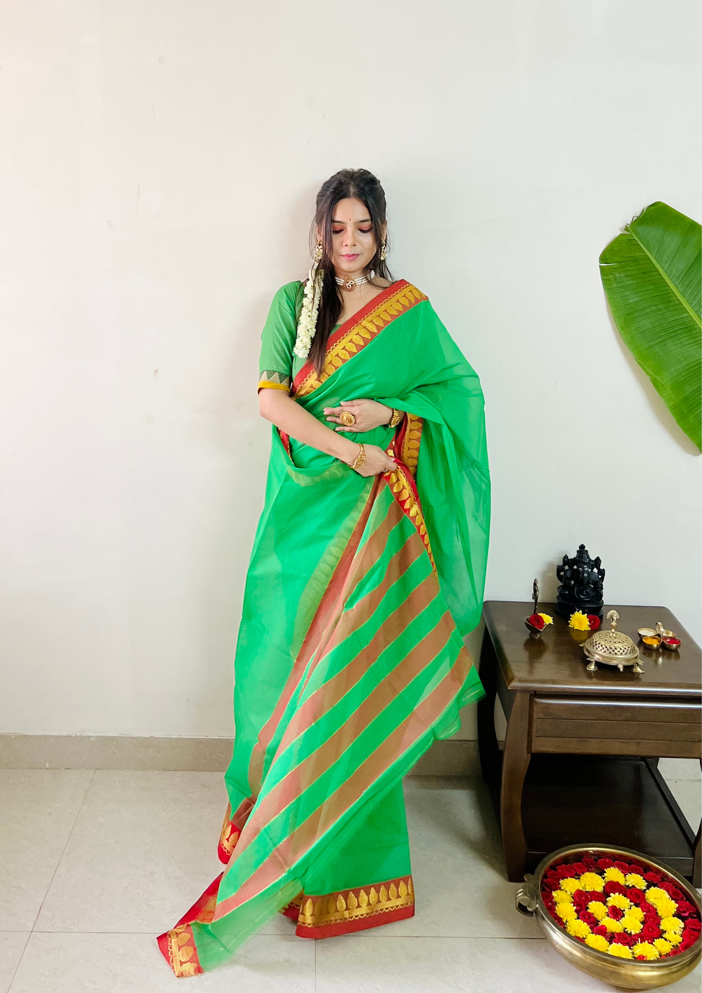 South Cotton Thread Border Saree