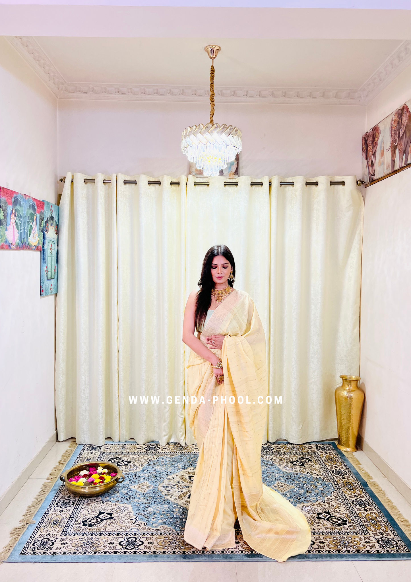 Pastel Silk Cotton Saree with Woven Zari Work