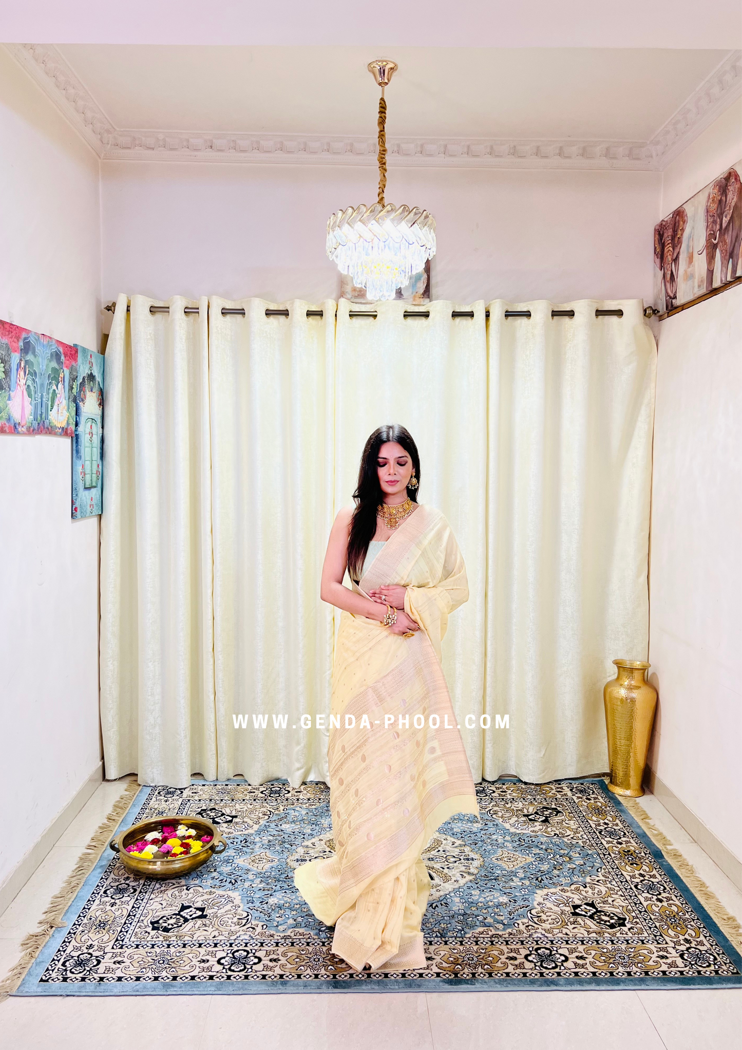 Pastel Silk Cotton Saree with Woven Zari Work