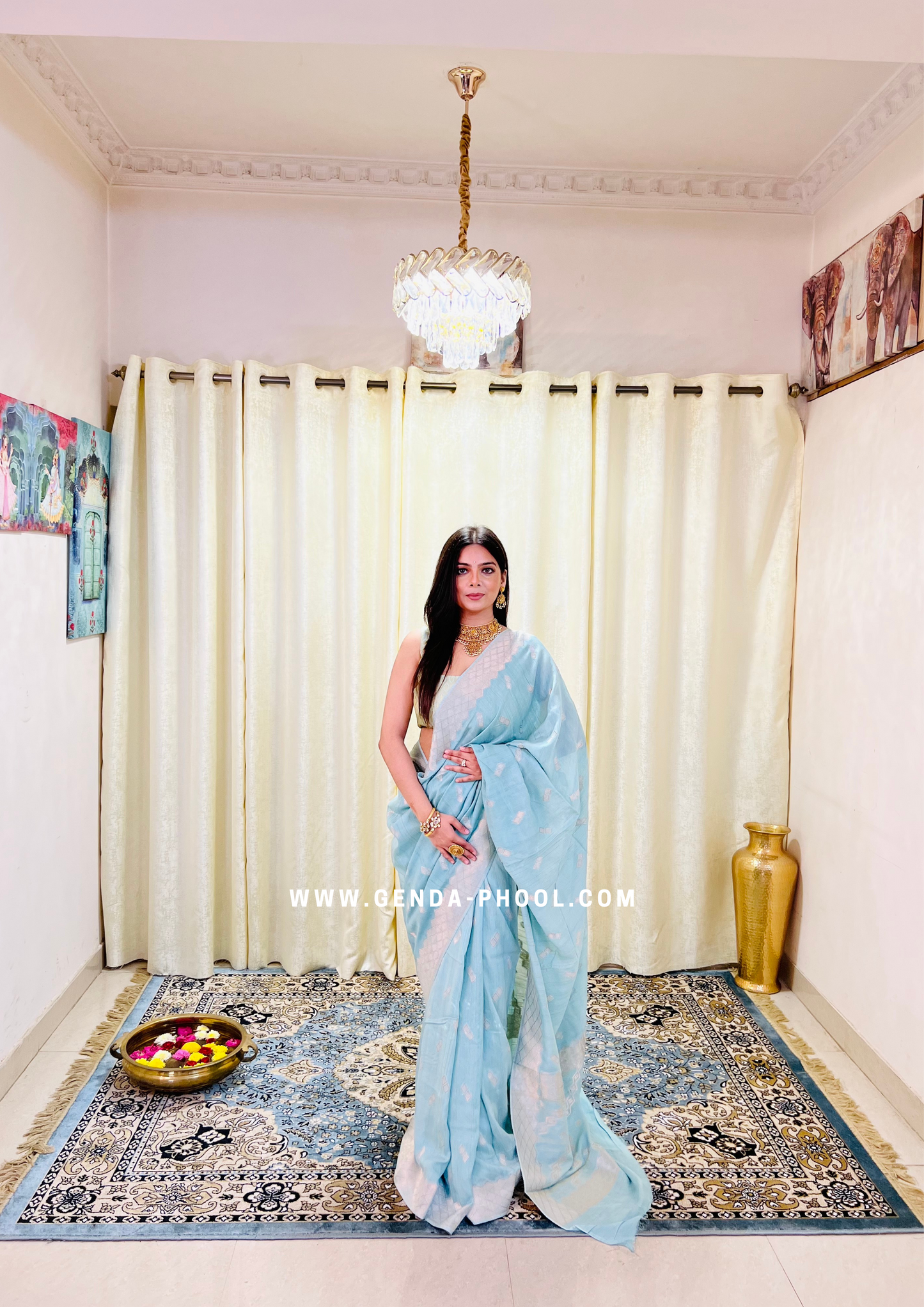 Pastel Silk Cotton Saree with Woven Zari Work