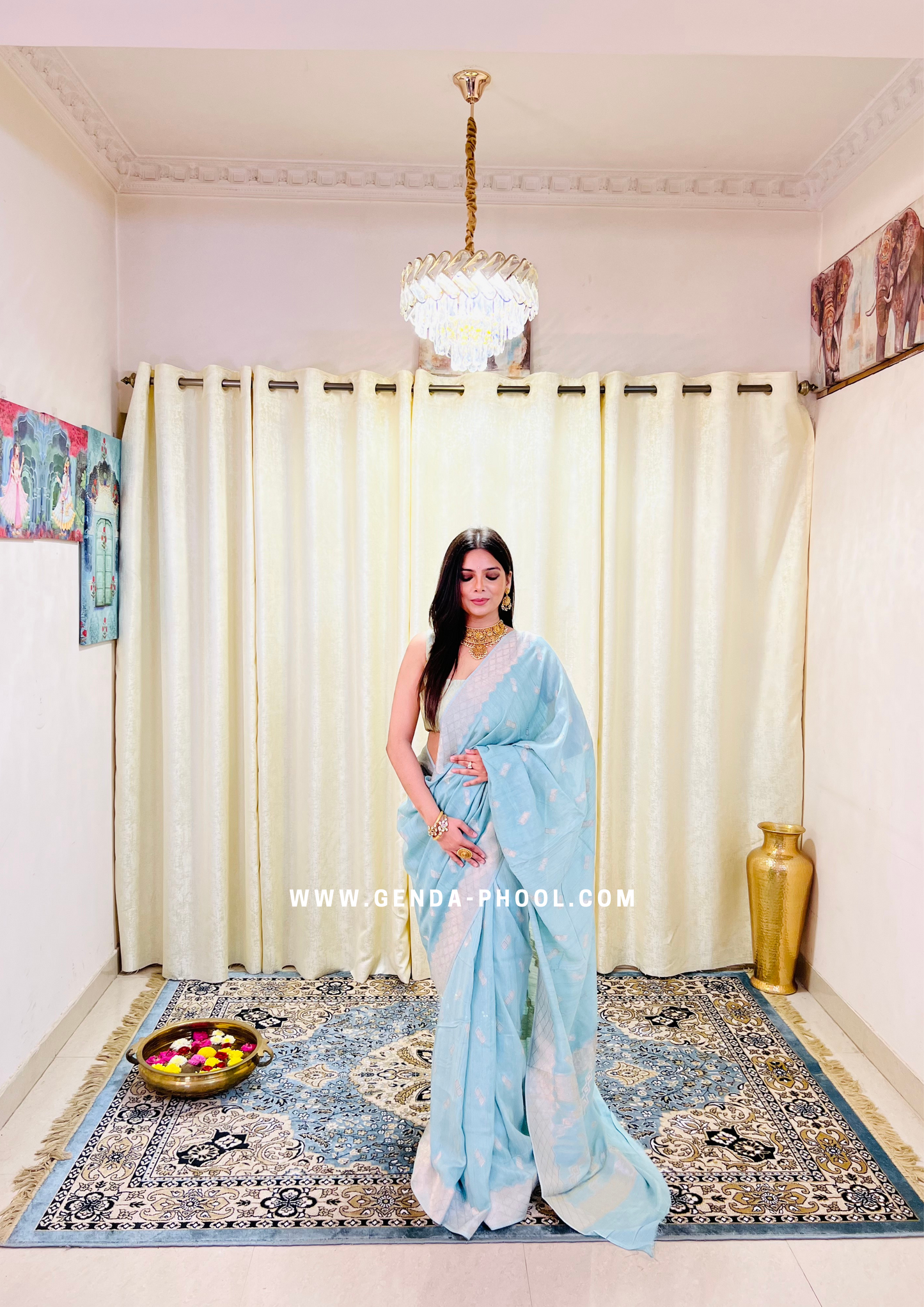 Pastel Silk Cotton Saree with Woven Zari Work