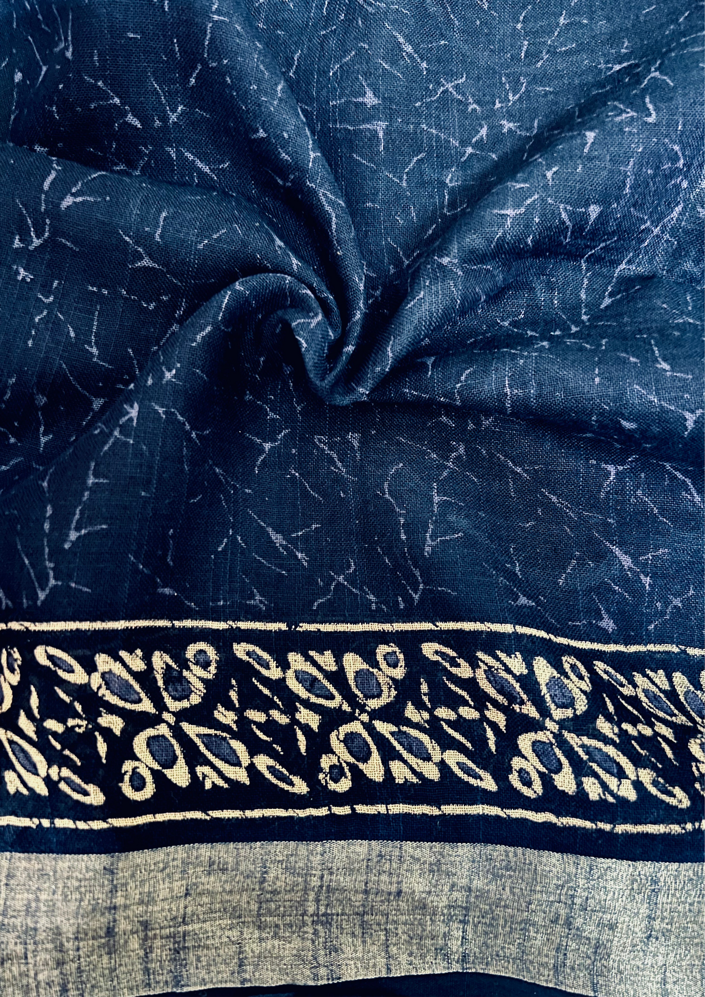 Handblock Printed Linen Cotton Saree