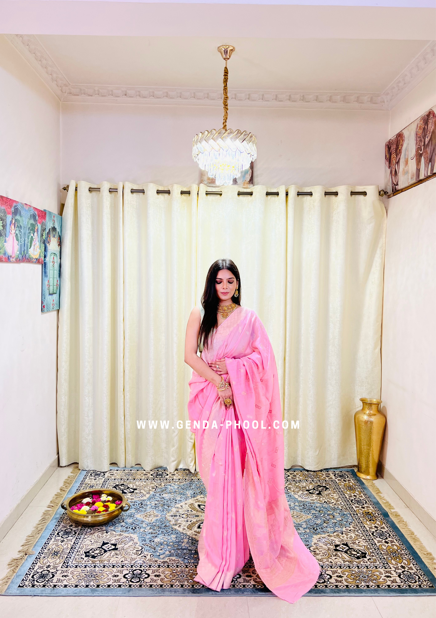 Pastel Silk Cotton Saree with Woven Zari Work